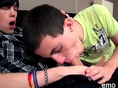 Emo twink kisses his urchin with the addition of gets a BJ
